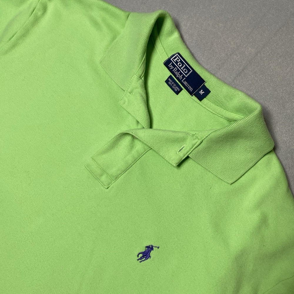 Polo Ralph Lauren Polo Shirt Mens M Lime Green Classic Fit Mesh Pique‎ Pony